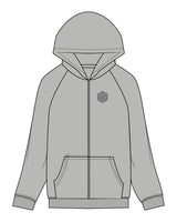 The Recycled Unisex Zip Hoodie - Heather - Club Body - Left Chest - Back Center Stacked - Printed - Charcoal