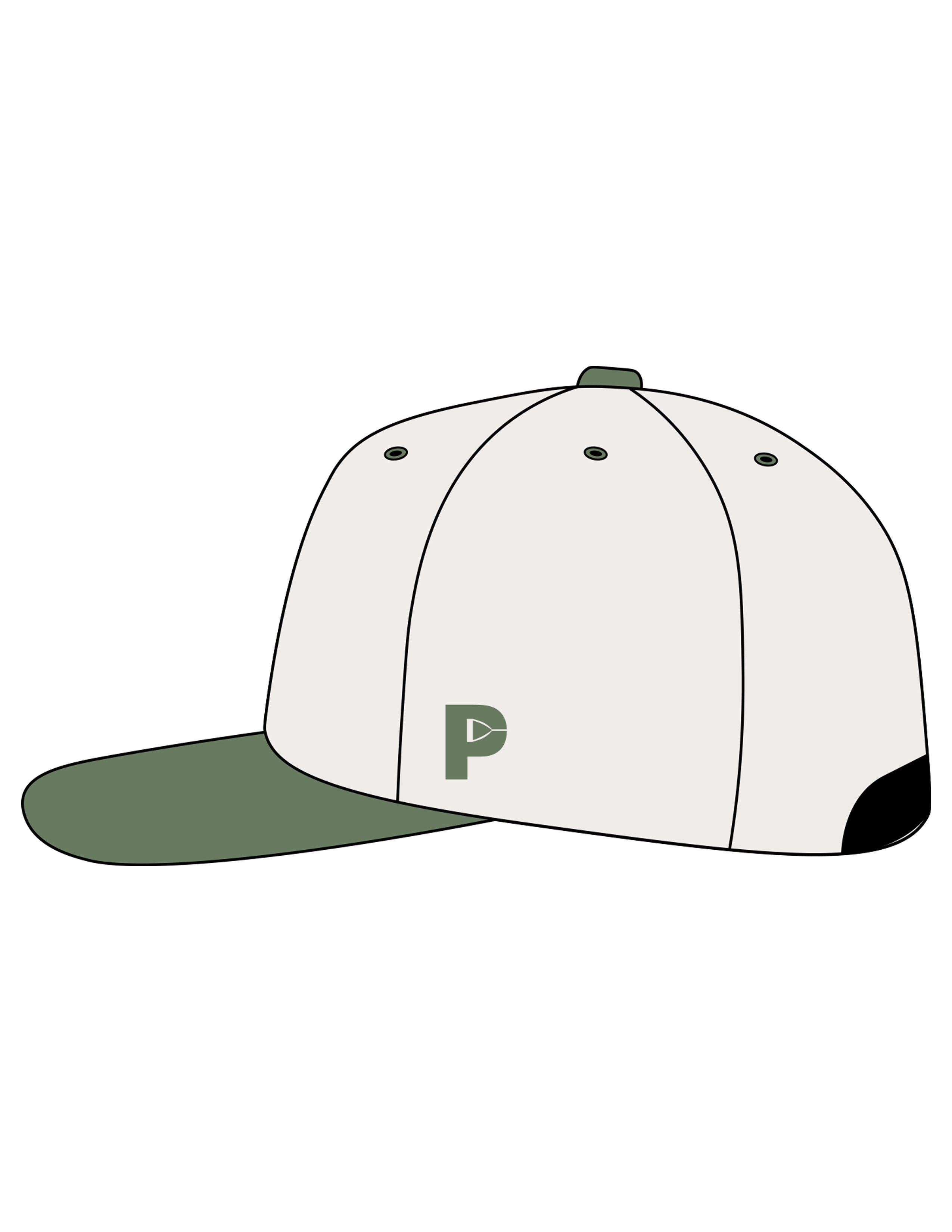 The Canvas Cap - Natural / Forest - Platform - Center Crown Stacked Puff - Side Panel - EMB - Forest