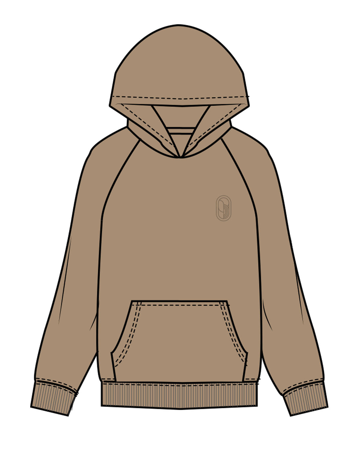 The Mens Hoodie - Sand - Bruehl - Left Chest - Icon - Tone on Tone