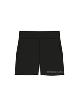 The Womens Sweat Shorts - Black - Reforming Pilates - Left Thigh - White