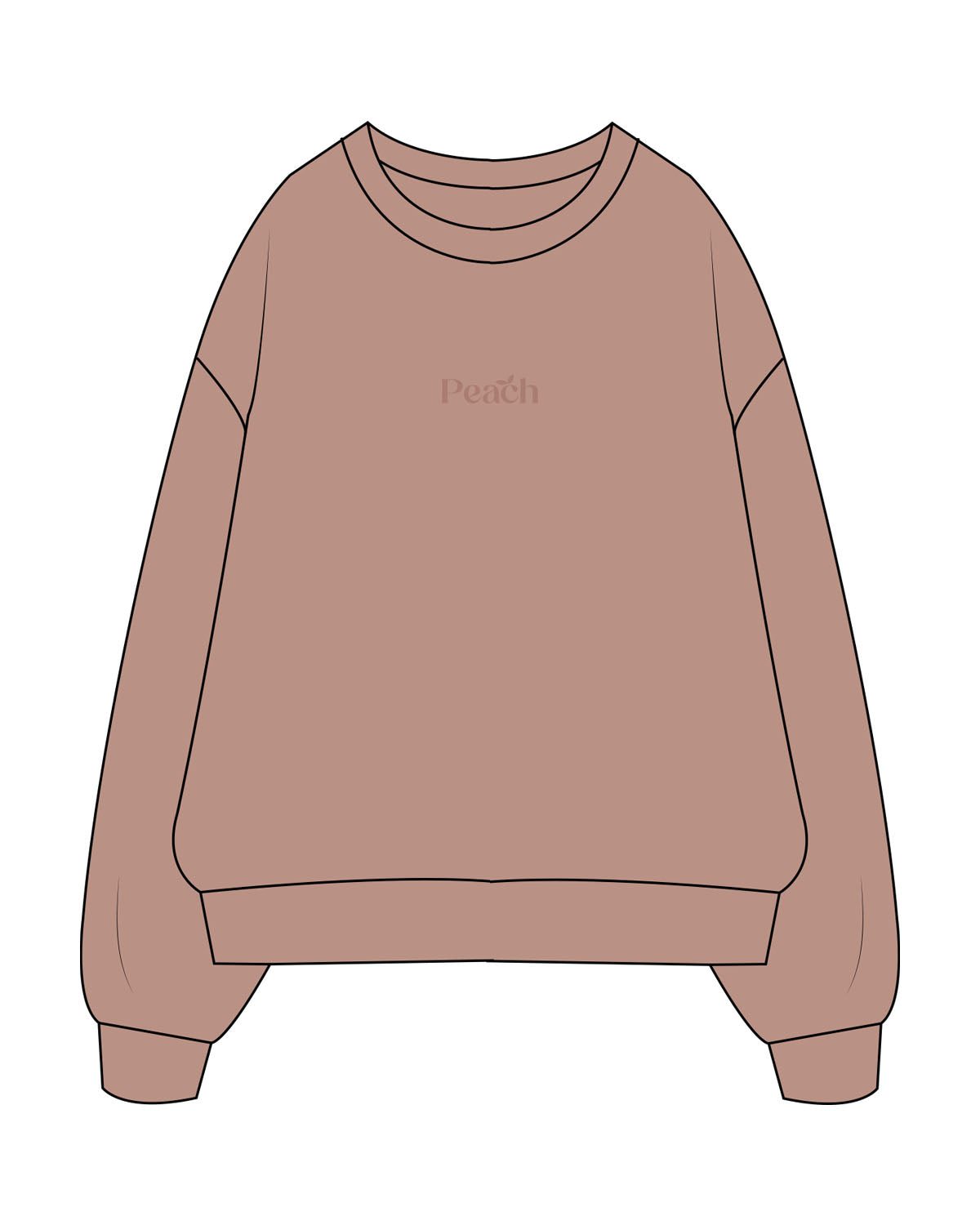 The Womens Crewneck - Clay - Peach F.L - Center Chest - Embroidered - Tone on Tone