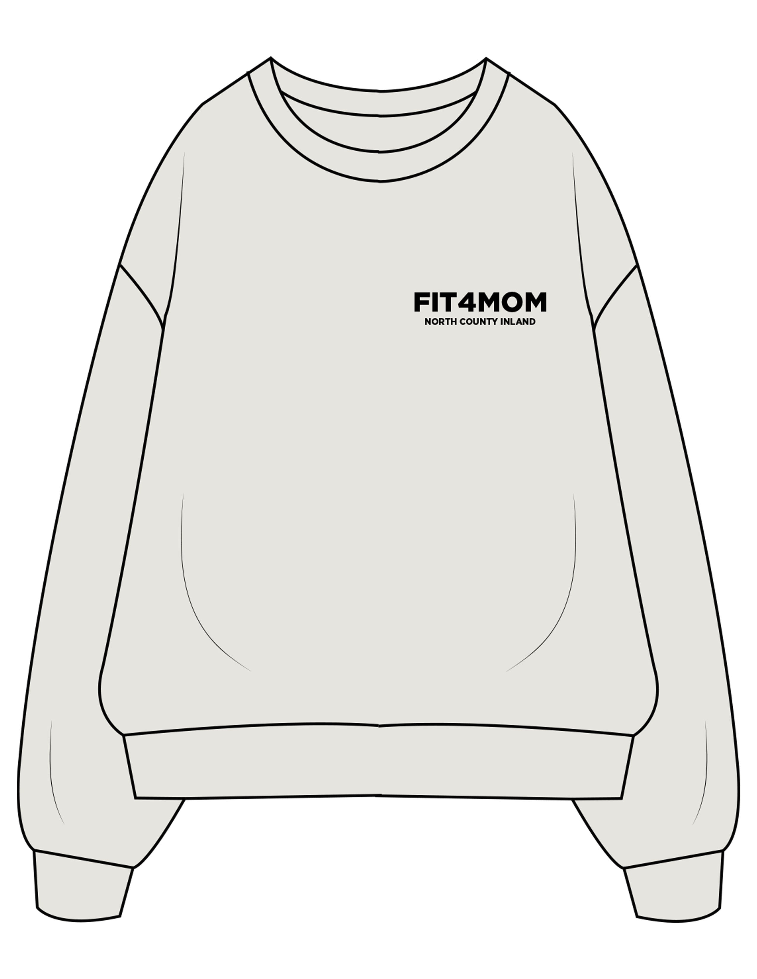 The Womens Crewneck - Washed Bone - Fit 4 Mom North County Inland - Left Chest Stacked & Back Stacked - Printed - Black
