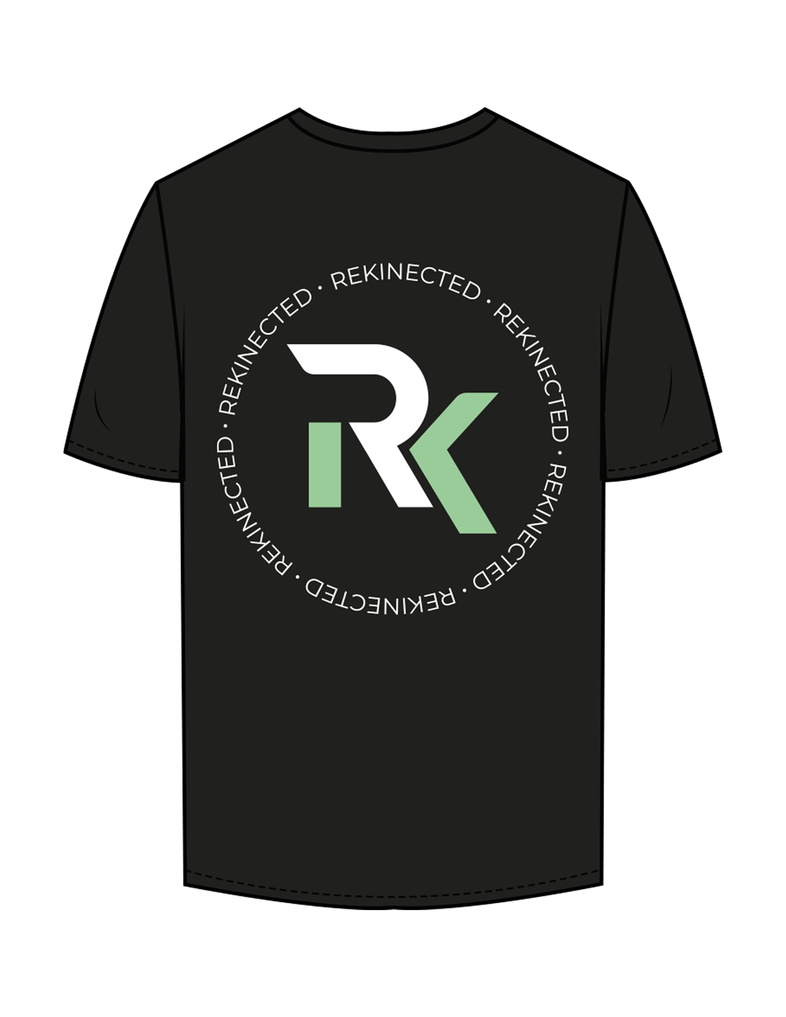 The Mens Tee - Black - REKINECTED - Left Chest & Center Back Circular - Printed - Full Color