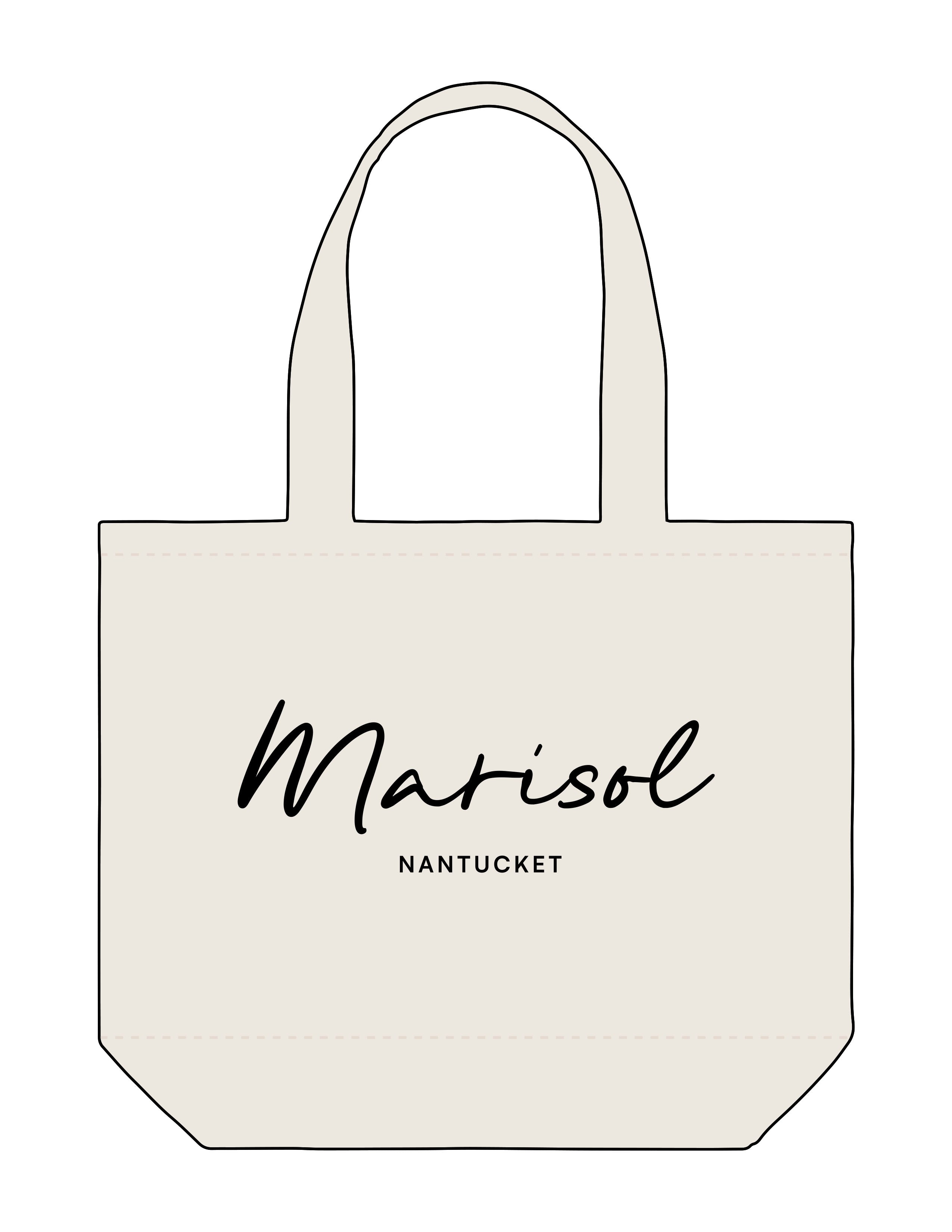 The Tote Bag - Natural - Forme Barre Nantucket - Center Body Stacked - Printed - Black