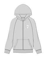 The Mens Zip Hoodie - Heather - STUDIO 7 - Left Chest 7 Logo - Printed - White