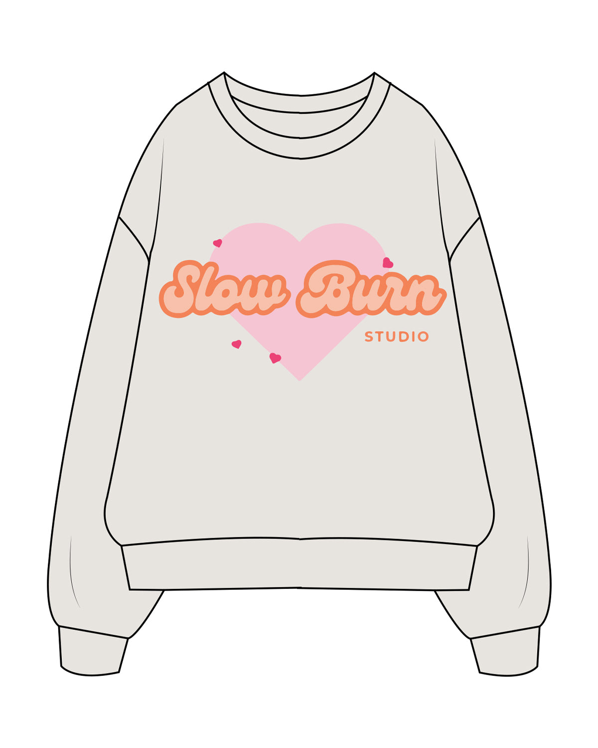 The Womens Crewneck - Washed Bone - Slow Burn - Center Chest Stacked - Full Color