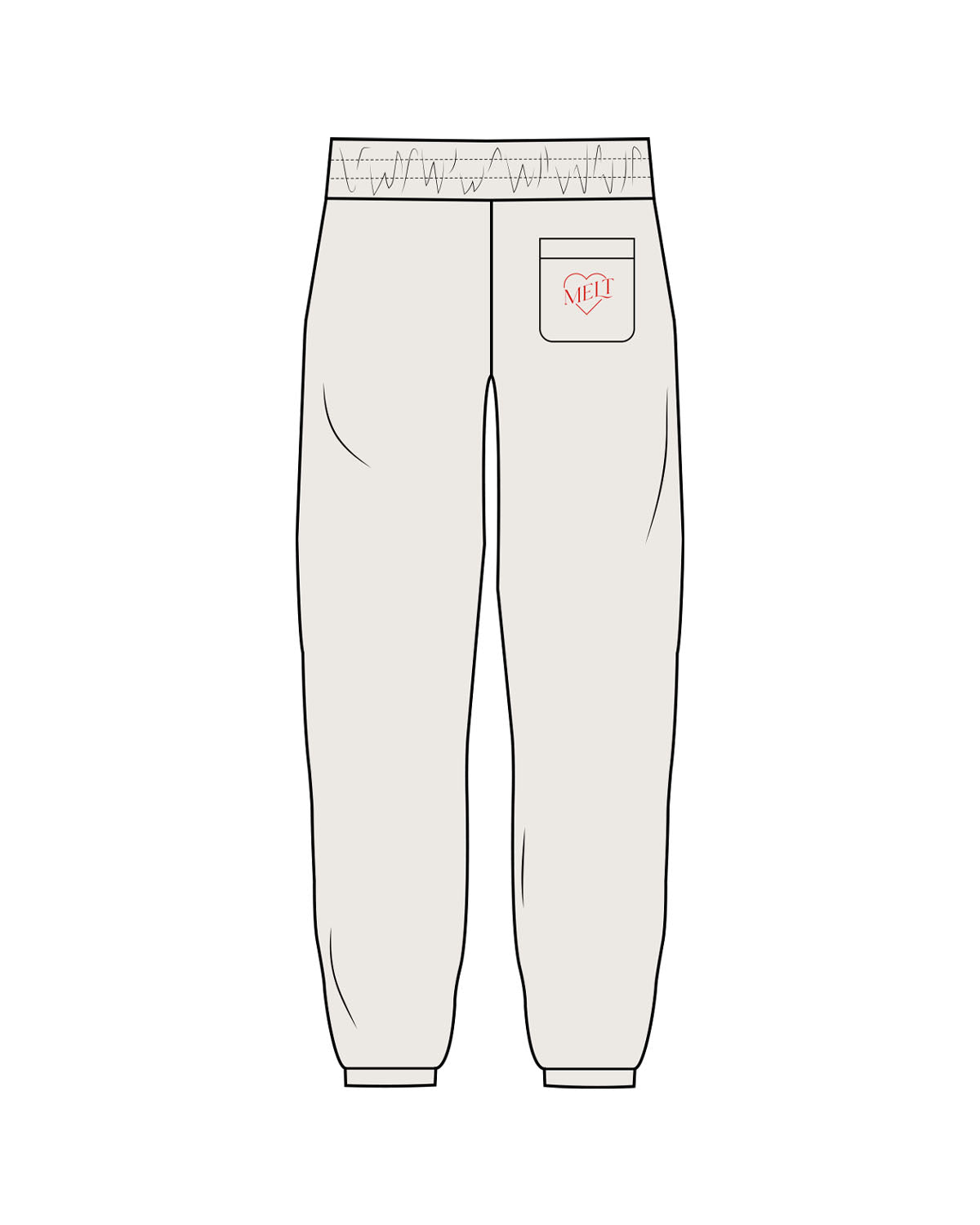 The Womens Sweatpants - Bone - Melt Hot Pilates - Right Back Pocket - Printed - Red