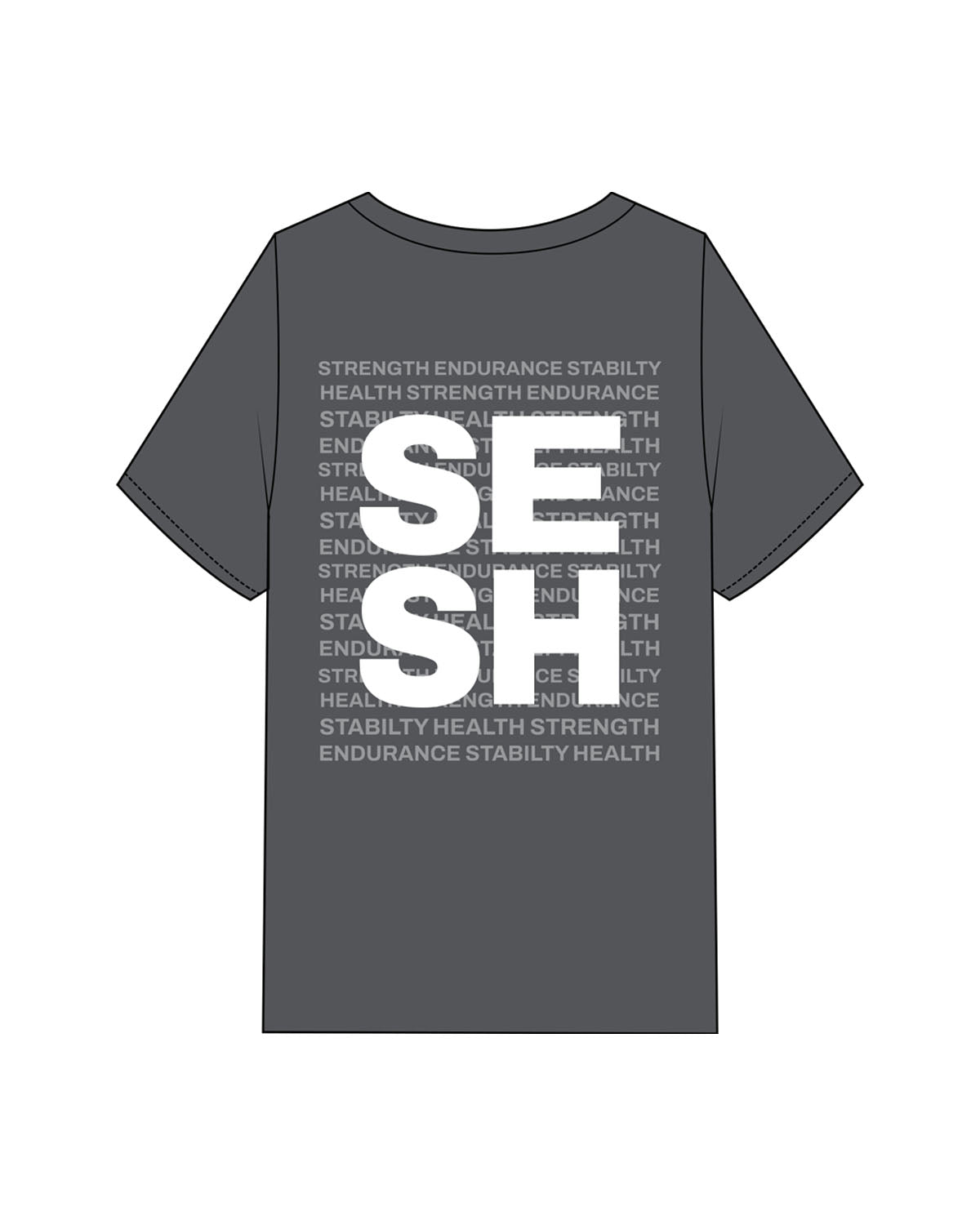 The Mens Heavyweight Tee - Coal Stone - Sesh Studio - Center Chest & Center Back Logo - Printed - White