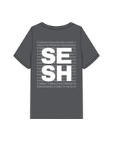 The Mens Heavyweight Tee - Coal Stone - Sesh Studio - Center Chest & Center Back Logo - Printed - White