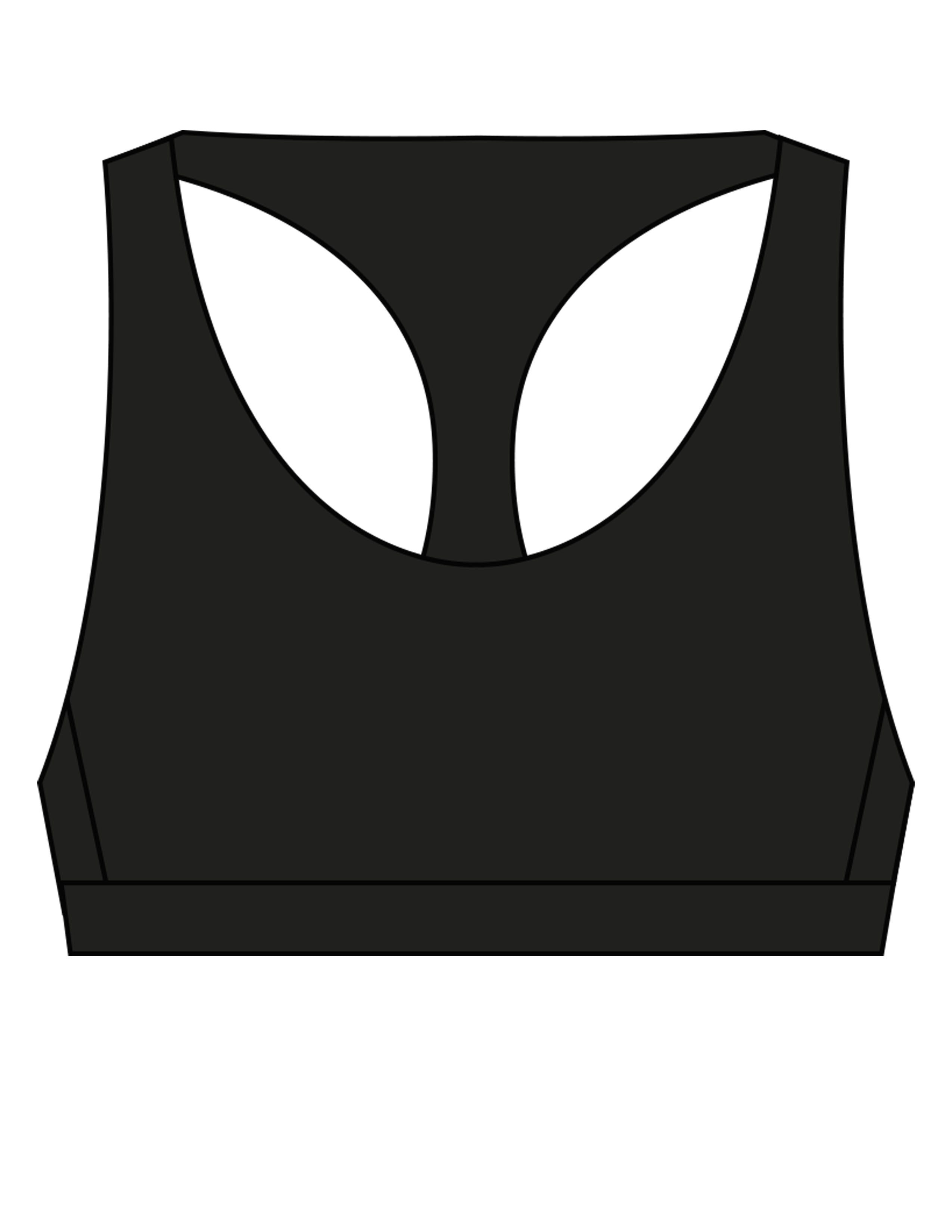 The Racer Bra - Black - Drench -  Center Back - Printed - Periwinkle