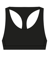 The Racer Bra - Black - Drench -  Center Back - Printed - Periwinkle
