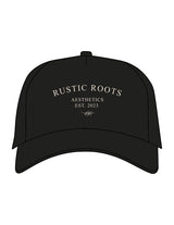 The Canvas Cap - Black - Rustic Roots Asthetics - Center Crown Stacked - Embroidered - Ivory