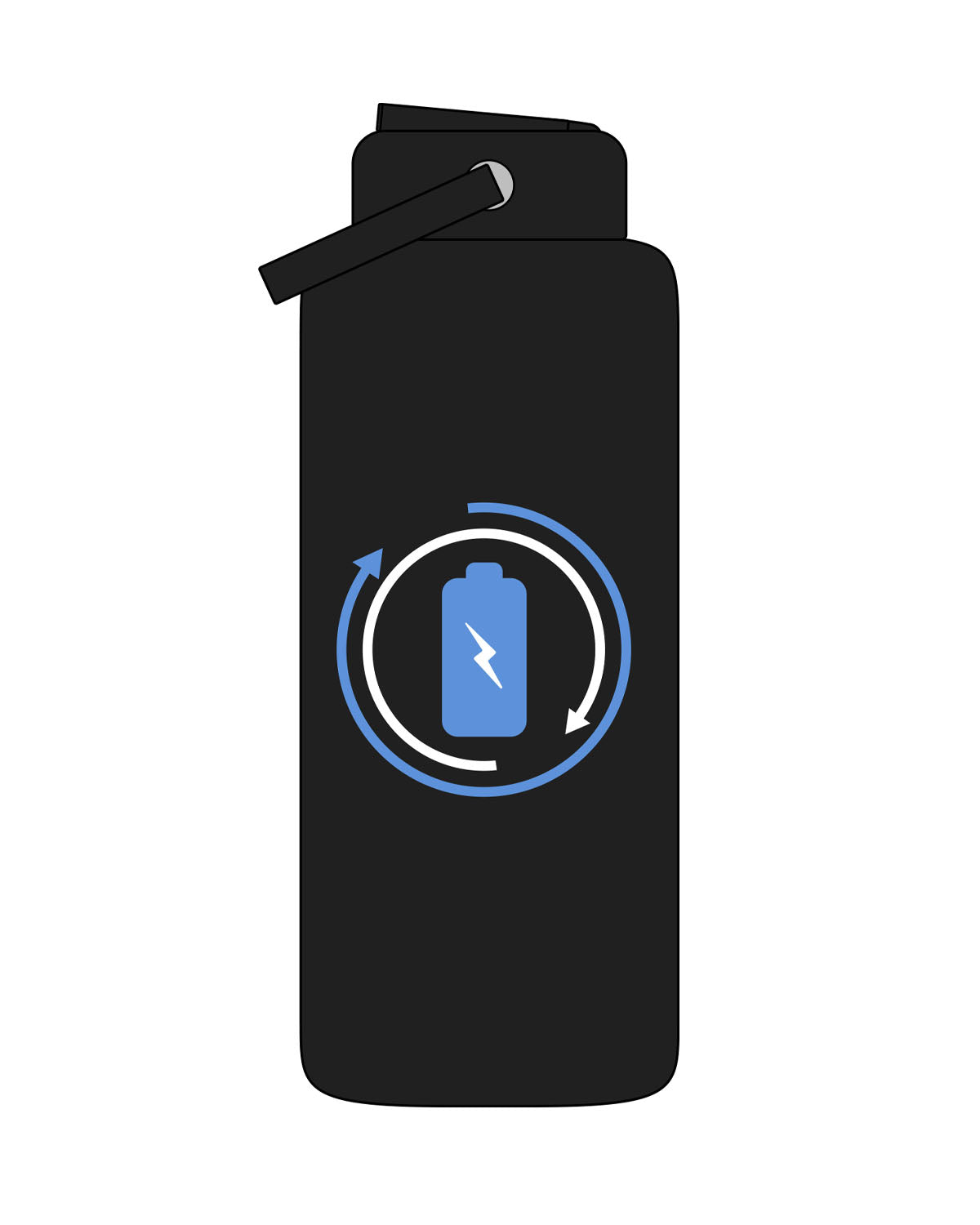 The Wide Mouth Water Bottle - Black - Recovery Lab - Center Body Round - Full Color Printed