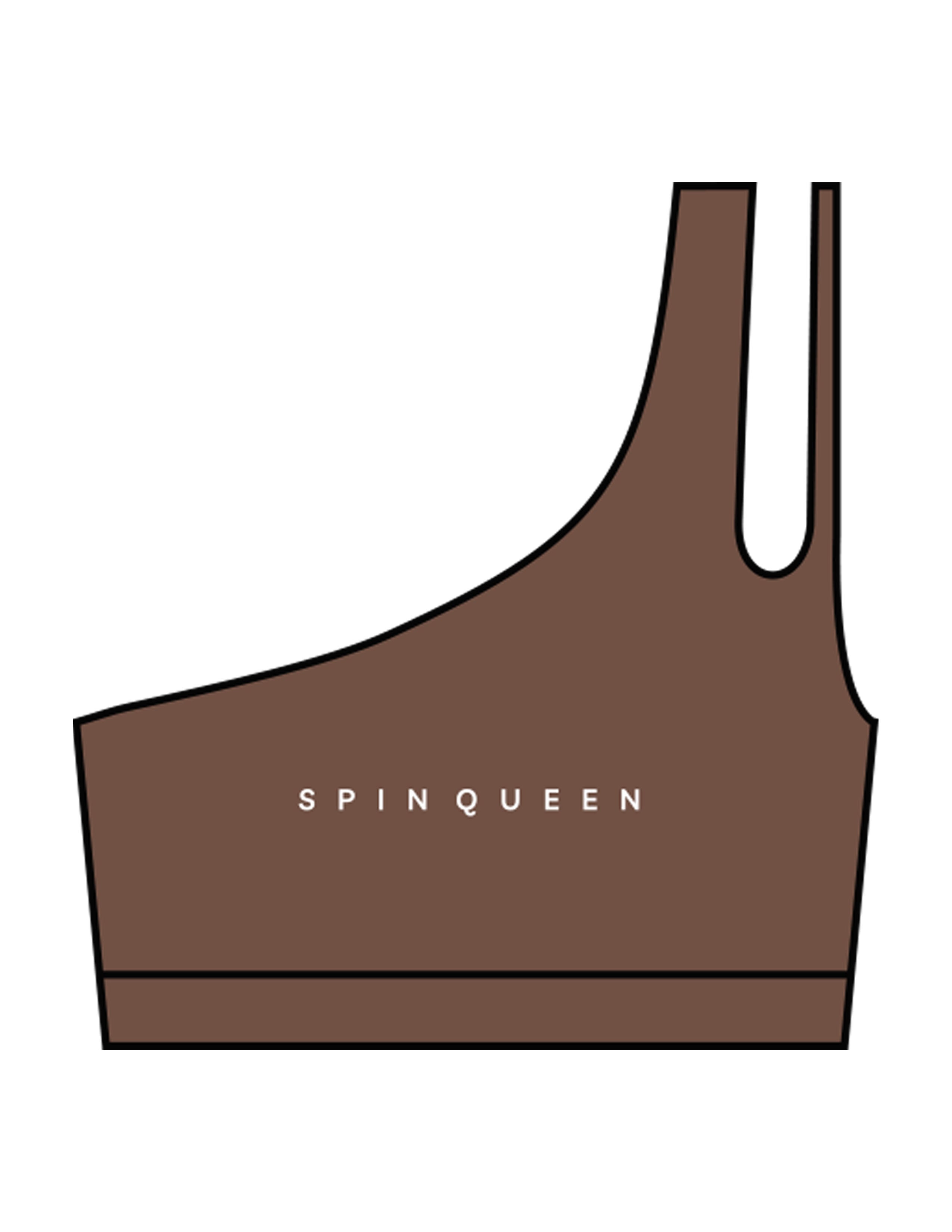 The One Shoulder Bra - Brown - Spin Queen - Center Chest & Center Back - Printed - White
