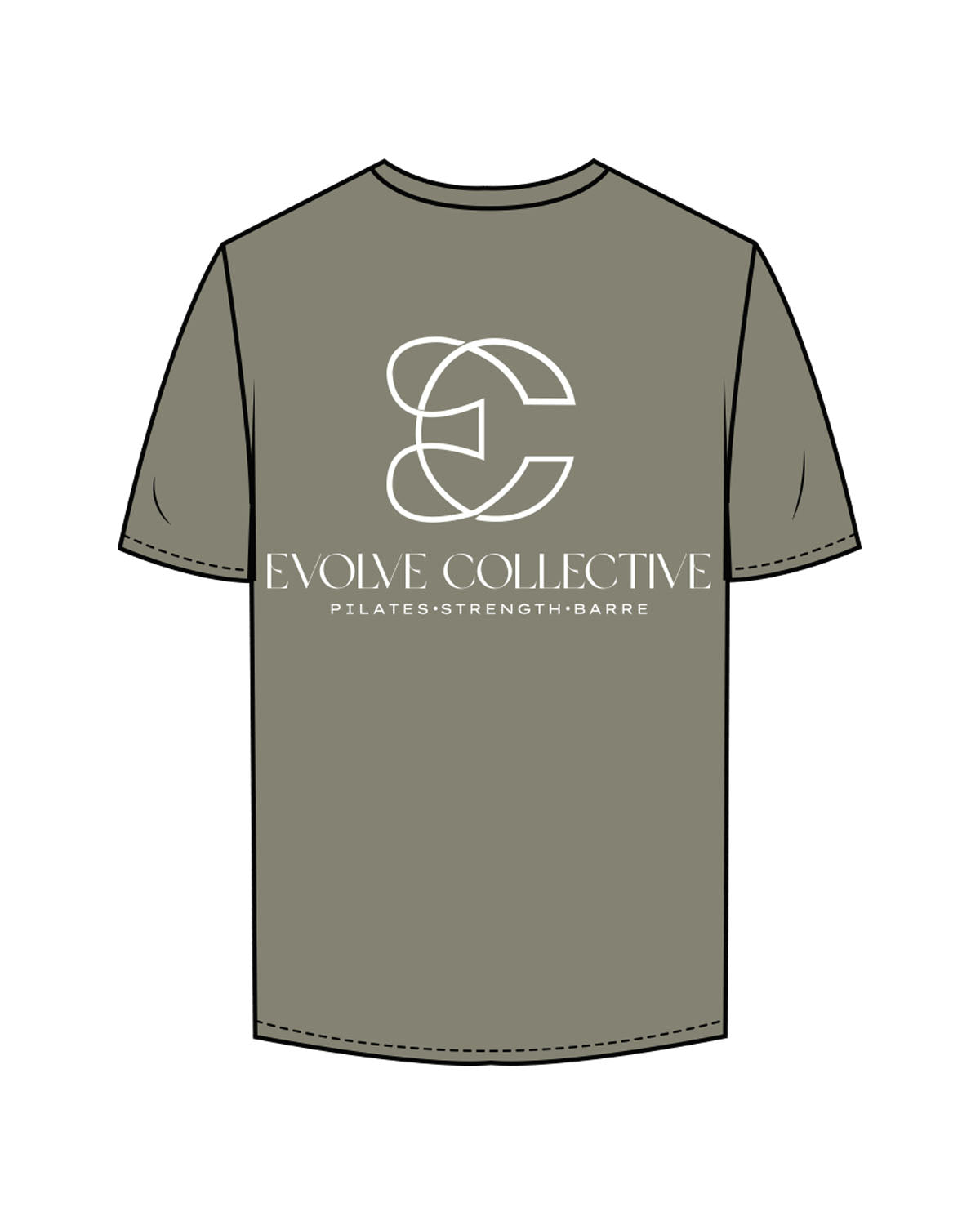 The Mens Tee - Eucalyptus - Evolve Collective - Left Chest & Back Stacked - Printed - White