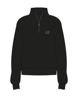 The Womens 1/4 Zip - Black - Kekel - Left Chest - Printed - White