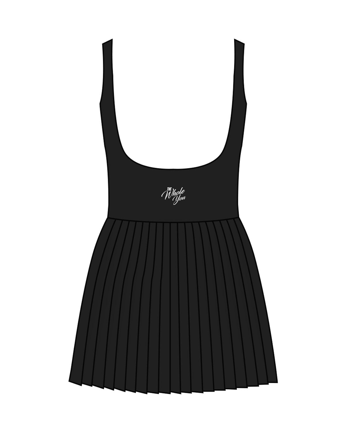 The Scoop Back Dress - Black - The Whole You Wellness - Center Back - Printed - White