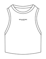 The Ribbed Crop Tank - White - Sculpted By Lagree - Center Chest - Embroidered - Black