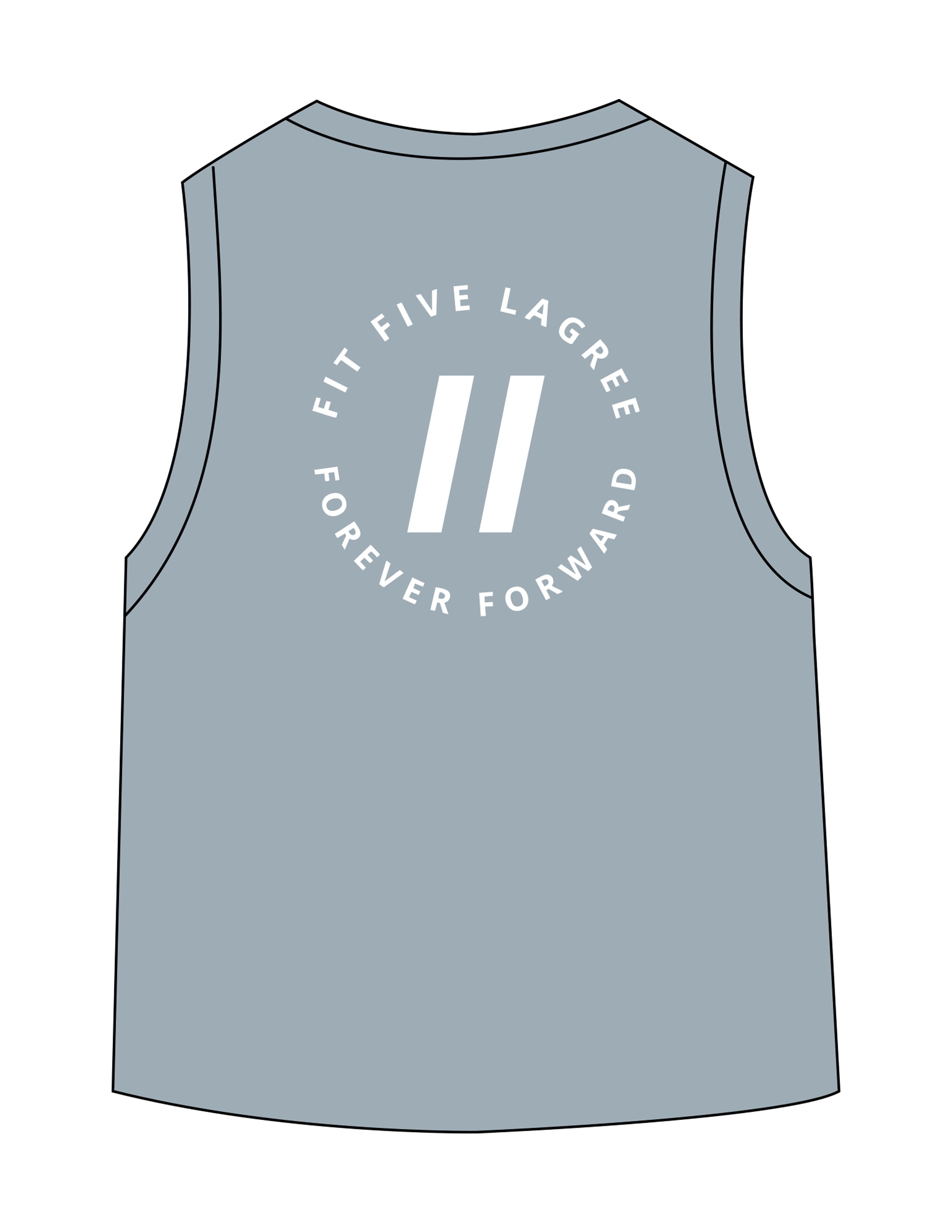 The Daily Crop Tank - Stonewash Denim - Fit 5 - Center Chest & Back Round - Printed - White