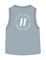 The Daily Crop Tank - Stonewash Denim - Fit 5 - Center Chest & Back Round - Printed - White