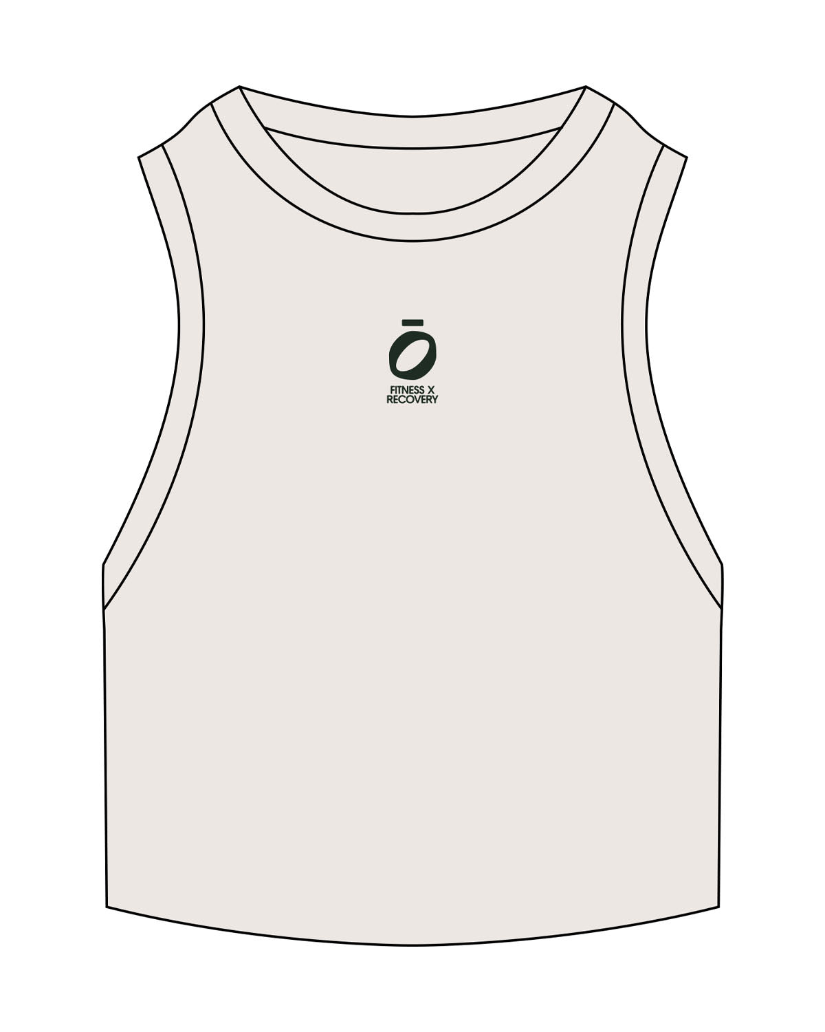 The Ribbed Crop Tank - Bone - Soma Fitness x Recovery - Center Chest Stacked - Embroidered - Dark Green