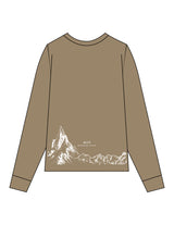 The Mens Long Sleeve - Sand - HIIT Performance - Left Chest Stacked & Back Image - Printed - White