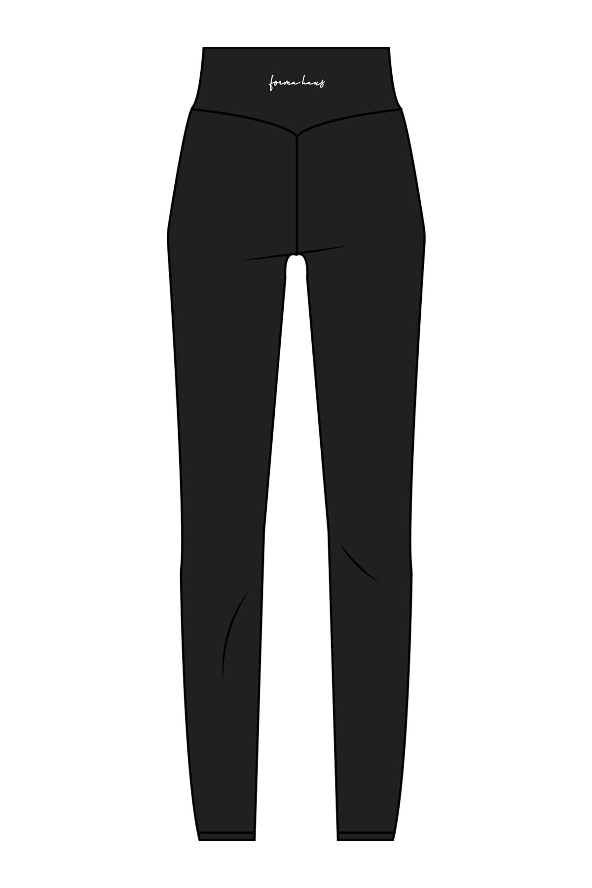 The Basic Legging - Black - Forma Haus - Center Back - Printed - White