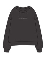 The Womens Crewneck - Washed Black - GlowPilates - Center Chest - Embroidered - Washed Bone