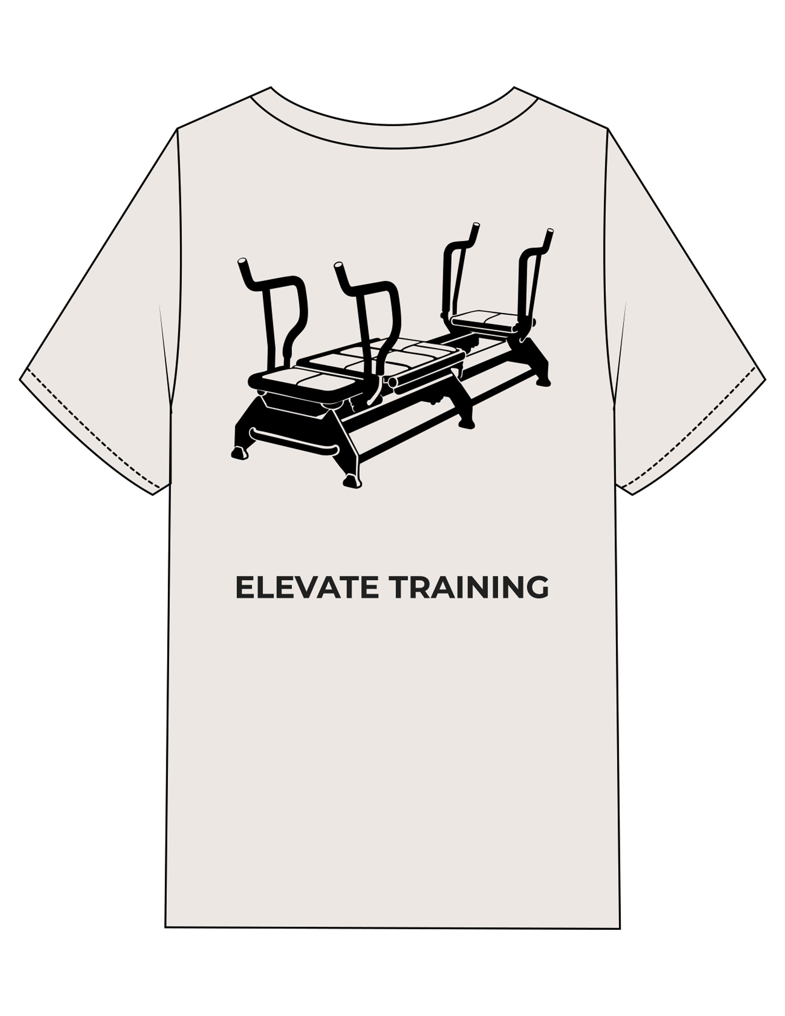 The Mens Heavyweight Tee - Washed Bone - Elevate Training - Left Chest Stacked & Back Image - Printed - Black