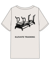 The Mens Heavyweight Tee - Washed Bone - Elevate Training - Left Chest Stacked & Back Image - Printed - Black