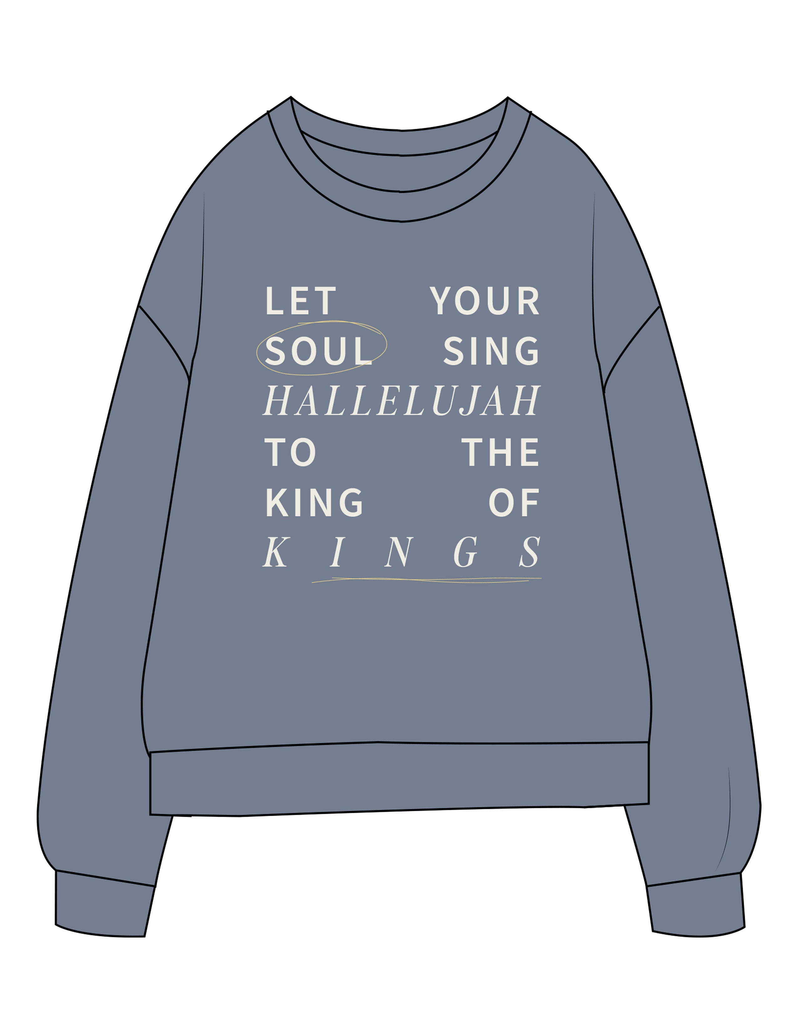 The Midweight Unisex Crewneck - Washed Slate - Plum Creek Church - Center Chest Stacked & Back Stacked - Printed - Full Color