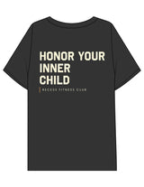 The Mens Boxy Tee - Black - Recess Fitness - Left Chest & Back Stacked - Printed - Full Color