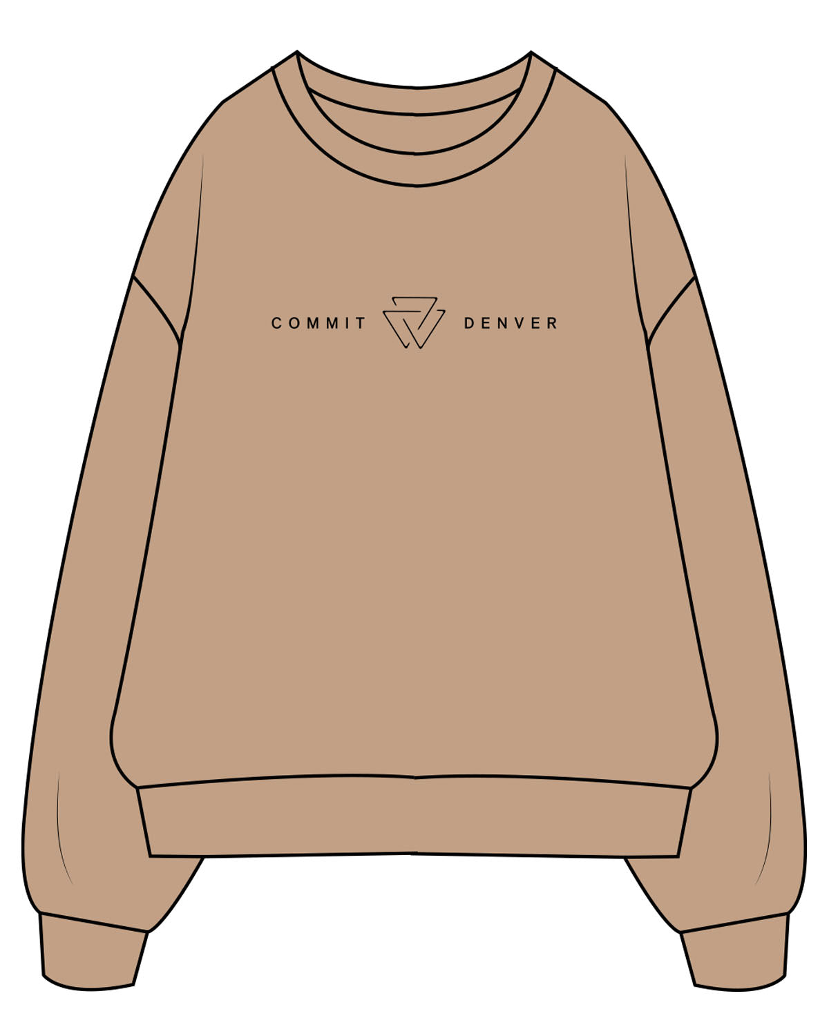 Commit Fitness - Mens Crewneck - Sand with Black