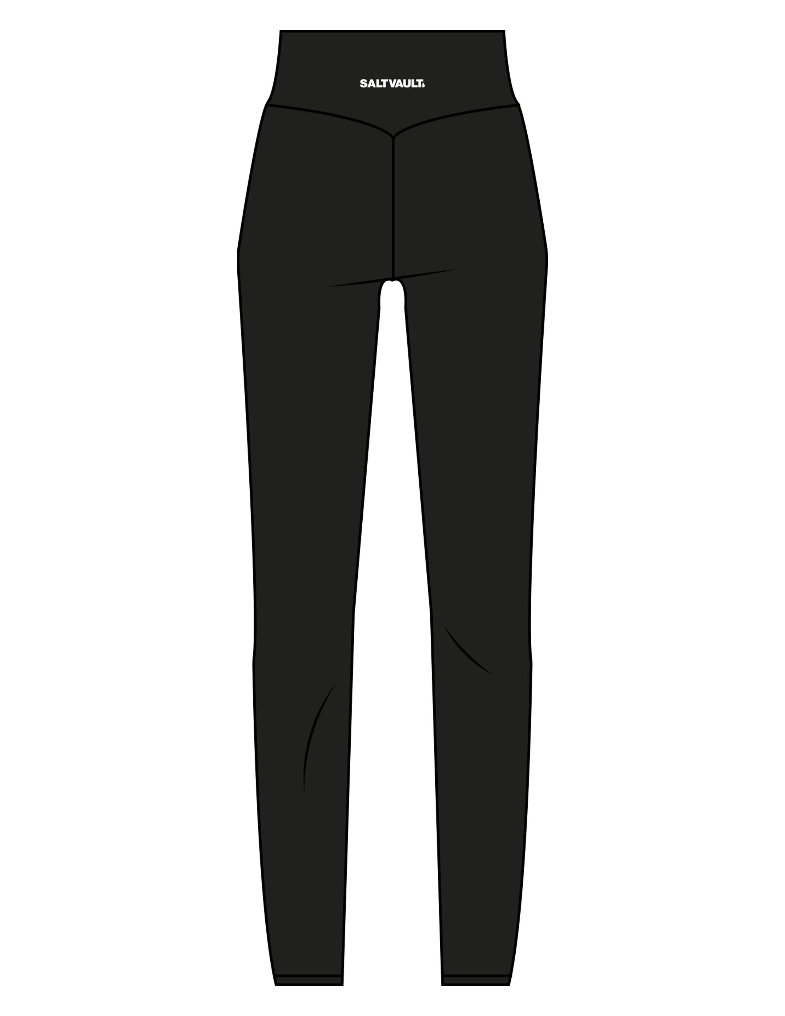 The Basic Legging - Black - Saltvault - Back Waistline - Printed - White