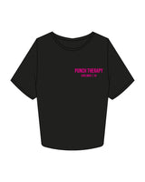 The Crop Tee - Black - Punch Therapy - Left Chest - Pink