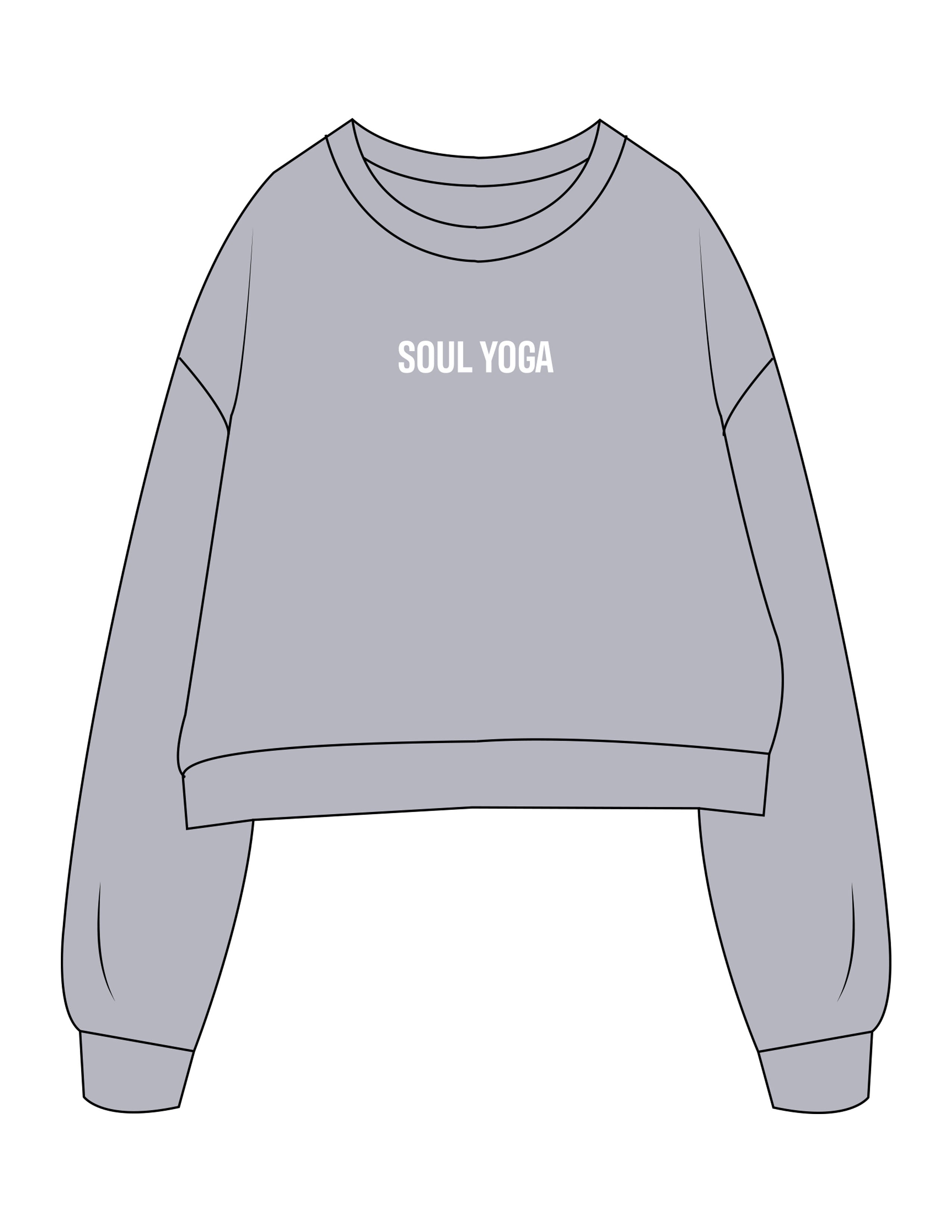 The Oversized Crop - Heather - Soul Yoga - Center Chest - Printed - White