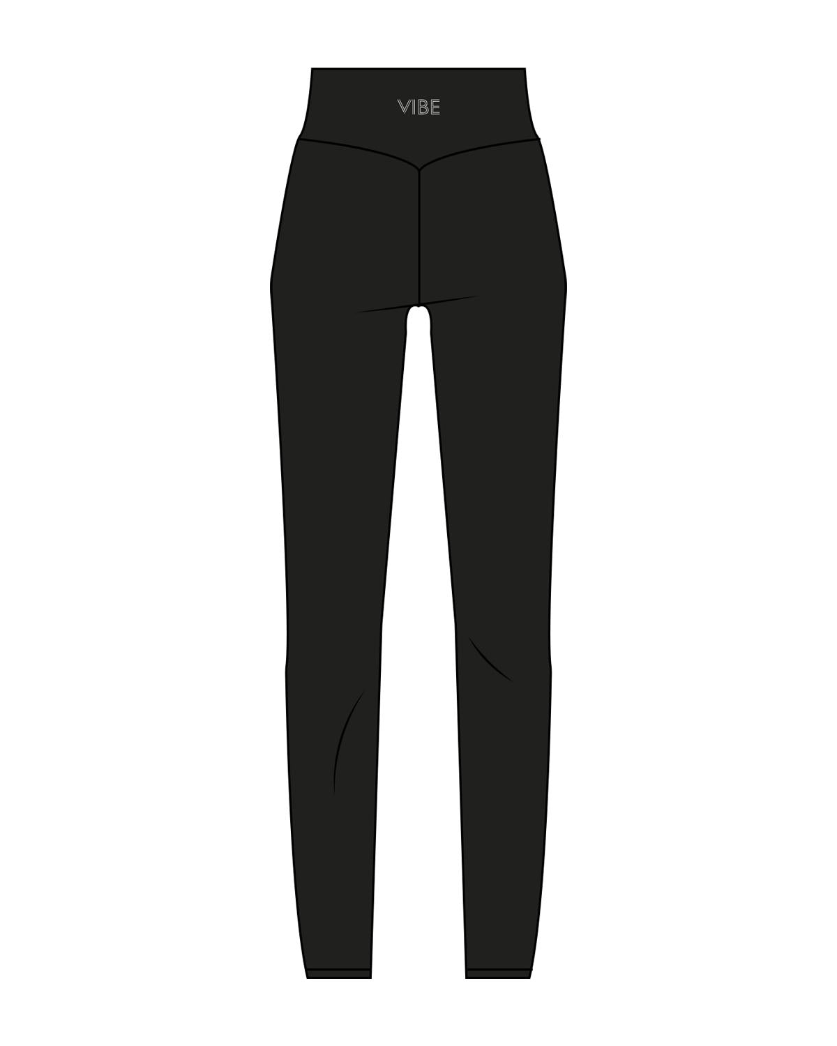 The Basic Legging - Black - Vibe Hot Yoga & Pilates- Back Center Waist - Printed - White
