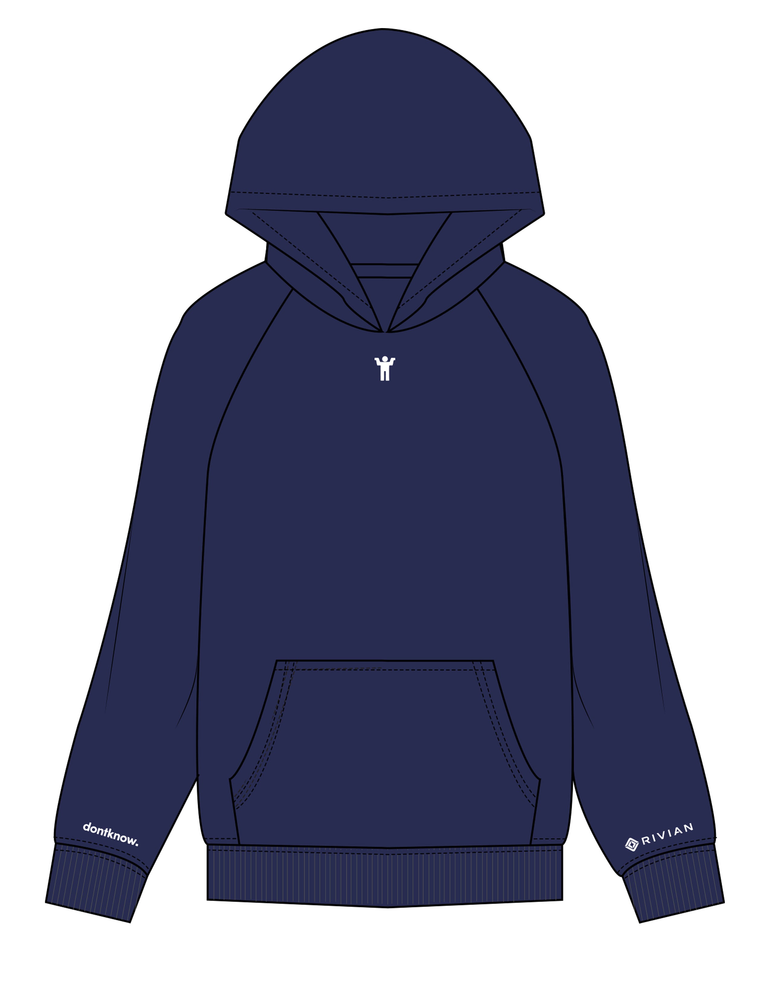 The Mens Hoodie - Cobalt - DontKnow. - Upper Chest EMB - Left & Right Sleeve Printed - White