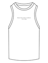 The Ribbed Full Length Tank - White - Practice Yoga - Center Chest Stacked - Embroidered - Charcoal