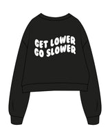 The Oversized Crop - Black - MegaBarre - Center Chest & Back Wavy "SLOWER" - Printed - Full Color