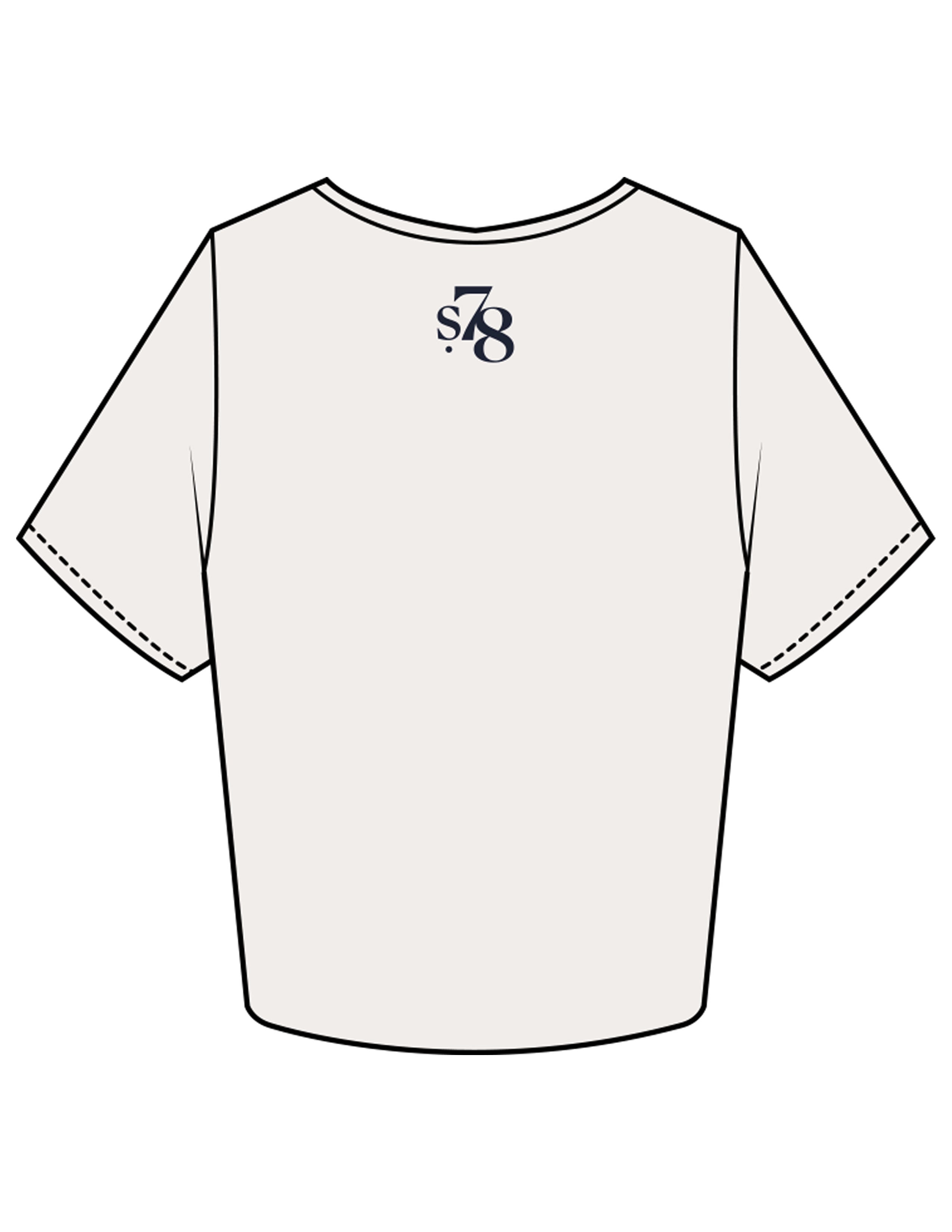The Crop Tee - Bone - Studio 78 - Center Chest & Back Neckline - Printed - Navy