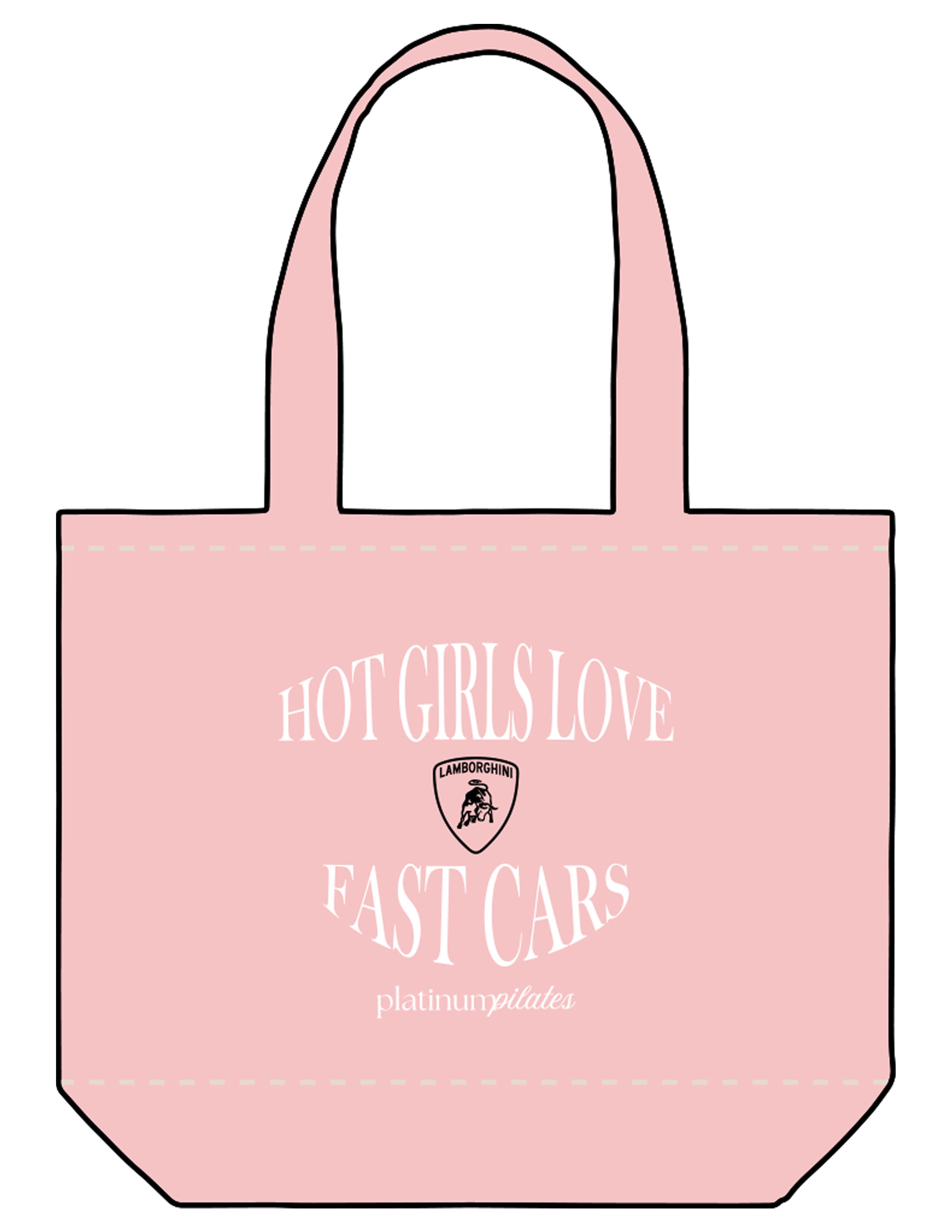 The Tote Bag - Light Pink - Platinum Pilates - Front Full Body - Printed - Full Color