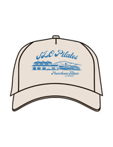 The Foam Trucker Hat - Bone - Powerhouse Fitness - Center Crown "PILATES" - Printed - Blue