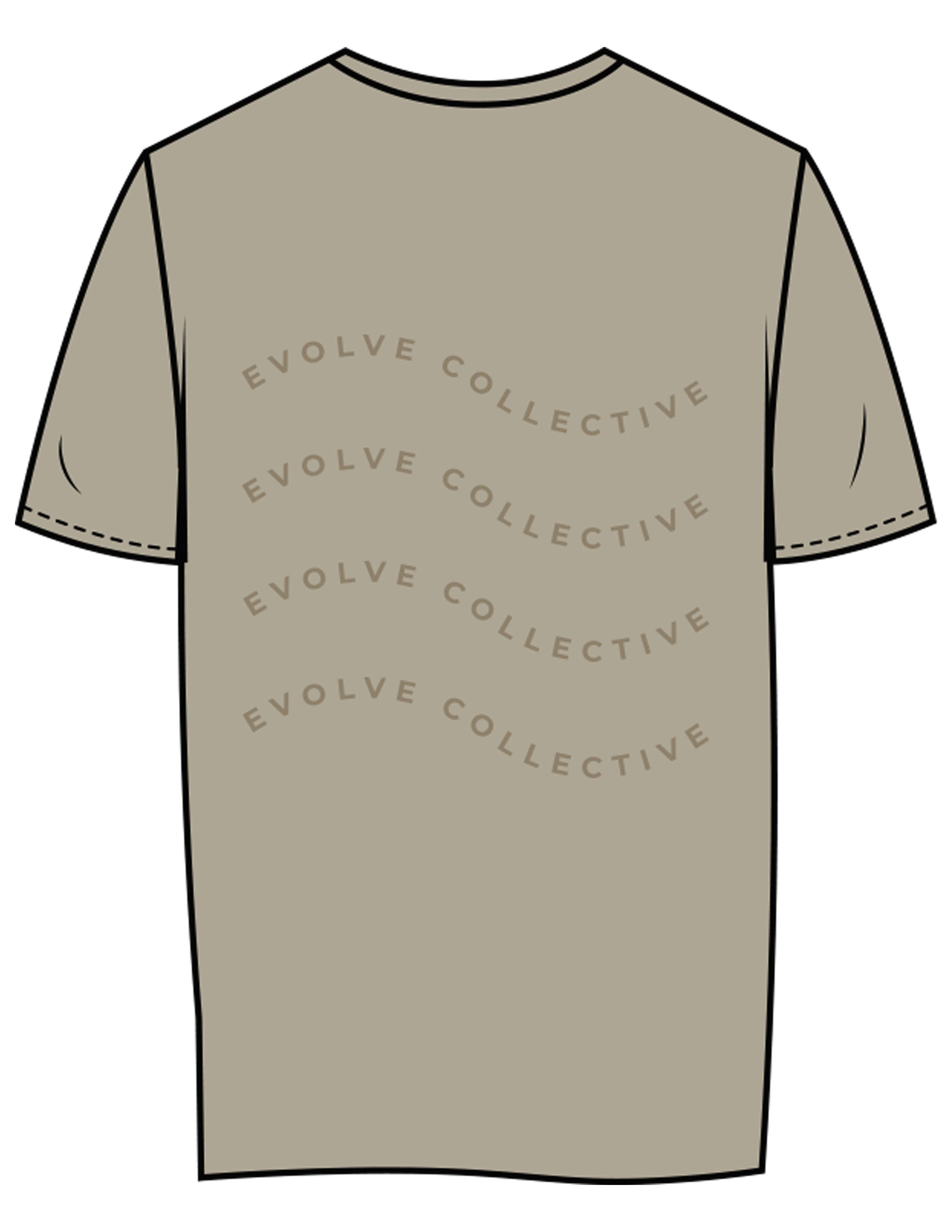 The Womens Tee - Eucalyptus - Evolve Collective - Left Chest & Back Stacked Wavy - Printed - Tone on Tone