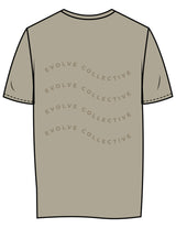 The Womens Tee - Eucalyptus - Evolve Collective - Left Chest & Back Stacked Wavy - Printed - Tone on Tone