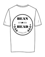 The Womens Tee - White -  Bean Head - Left Chest Stacked & Center Back - Black