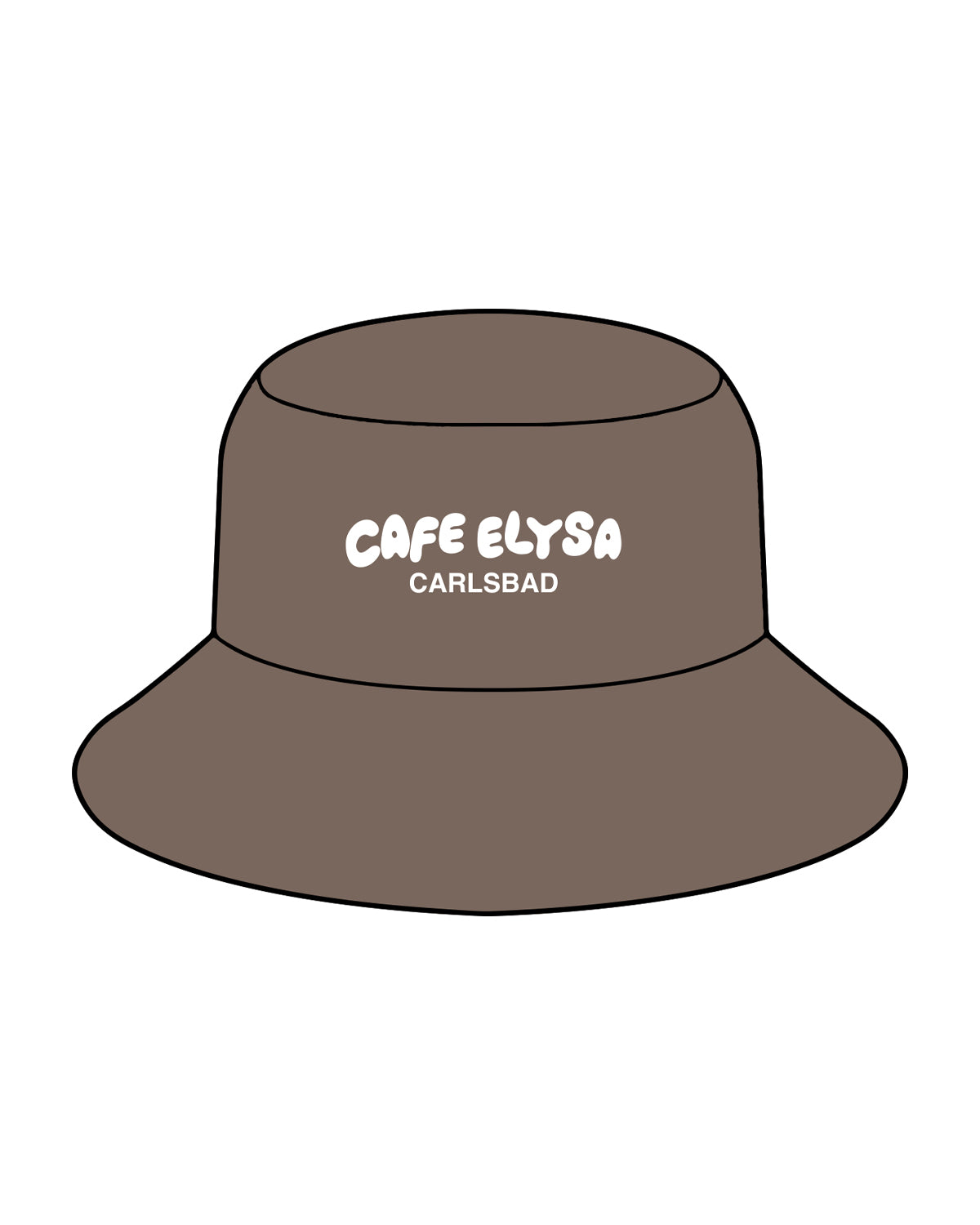 The Bucket Hat - Walnut - Cafe Elysa - Center Crown - Embroidered - White