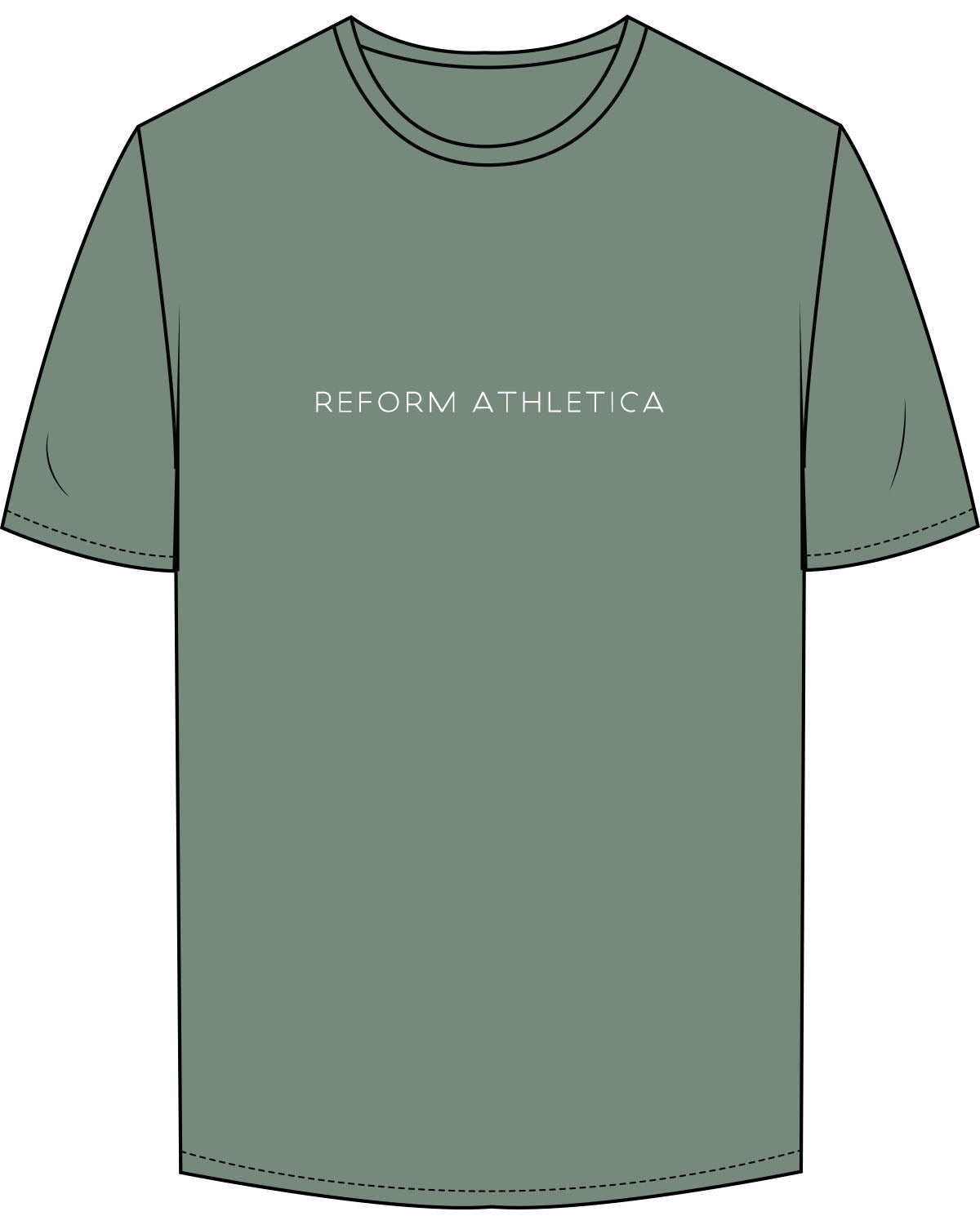 The Mens Tee - Sage - Reform Athletica - Center Chest - White