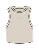 The Ribbed Crop Tank - Bone - Core Evolution - Center Chest - Embroidered - Tone on Tone