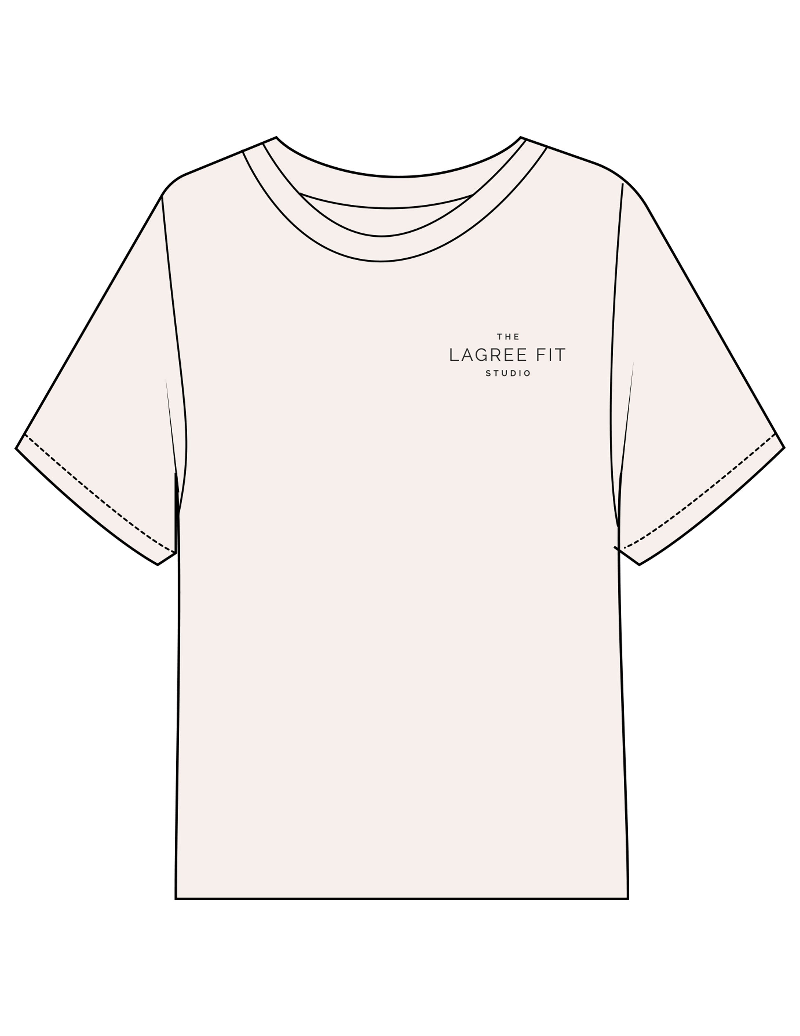 The Midweight Crop Tee - Ivory - Lagree Fit Studio - Left Chest & Back Stacked - Printed - Washed Black